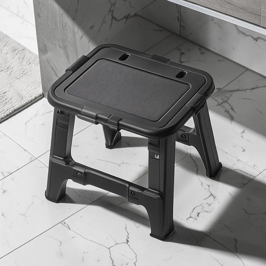 Sornv Foldable Toilet Stool - Industrial Grade Aluminum Frame - Professional Grade Modular Space Optimization - Portable Squat Aid - Matte Black