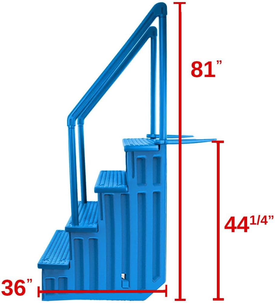 Select Anti-Slip in-Pool Steps | Gray | for Above Ground Swimming Pools | Can Mount to Decks 48" to 54" H | Safety Stairs Capacity Up to 300 lbs