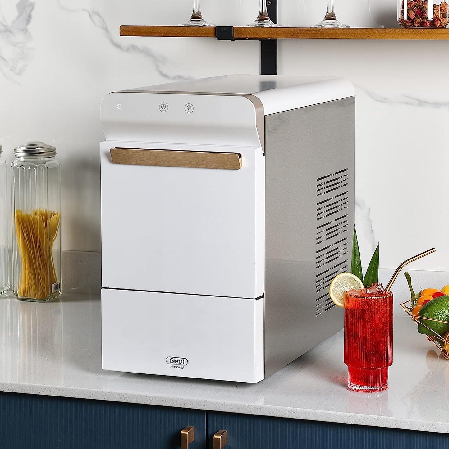 V2.0 Countertop Nugget Ice Maker | Self Cleaning Pellet Ice Maker | Open and Pour Refill | Stainless Steel Housing |