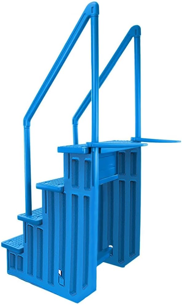 Select Anti-Slip in-Pool Steps | Gray | for Above Ground Swimming Pools | Can Mount to Decks 48" to 54" H | Safety Stairs Capacity Up to 300 lbs