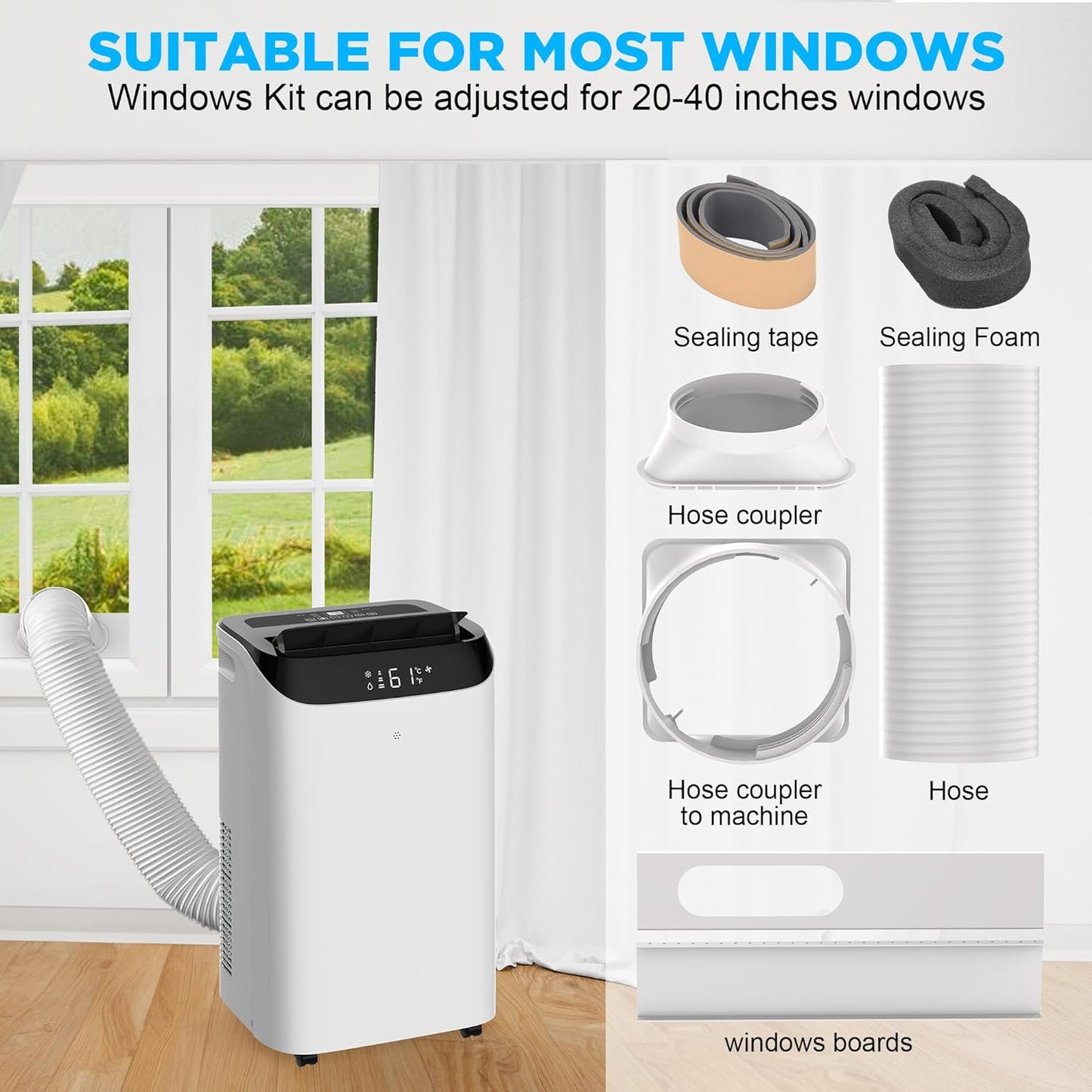 Portable Air Conditioners with Remote Control, 3-in-1 Free Standing Cooling AC Unit with Fan & Dehumidifier, Cools Room up to 700 sq.ft, Smart/Sleep Mode,3 Speed,Auto Swing,24H Timer