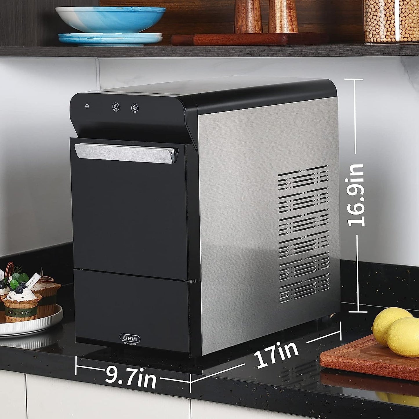 V2.0 Countertop Nugget Ice Maker | Self Cleaning Pellet Ice Maker | Open and Pour Refill | Stainless Steel Housing |