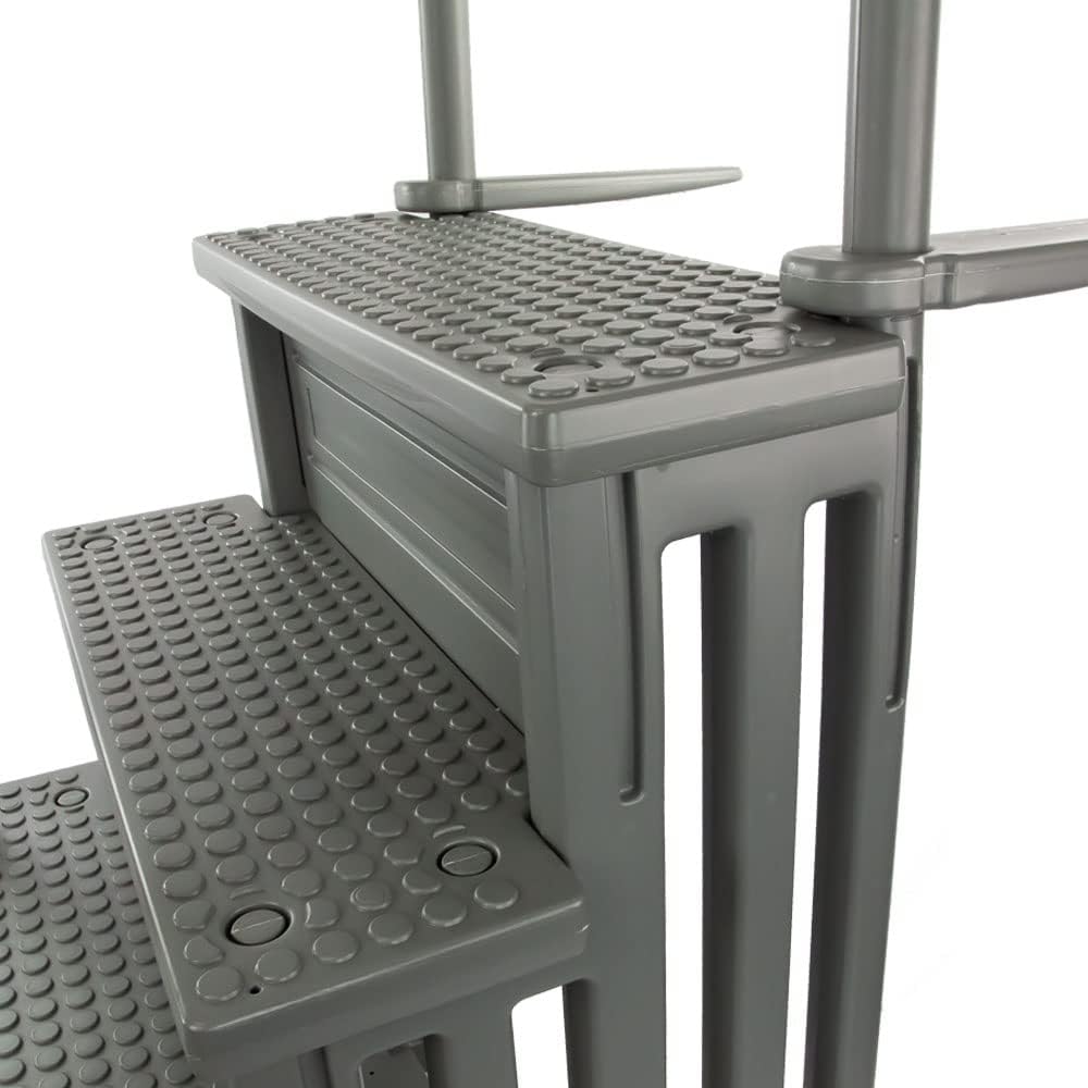 Select Anti-Slip in-Pool Steps | Gray | for Above Ground Swimming Pools | Can Mount to Decks 48" to 54" H | Safety Stairs Capacity Up to 300 lbs