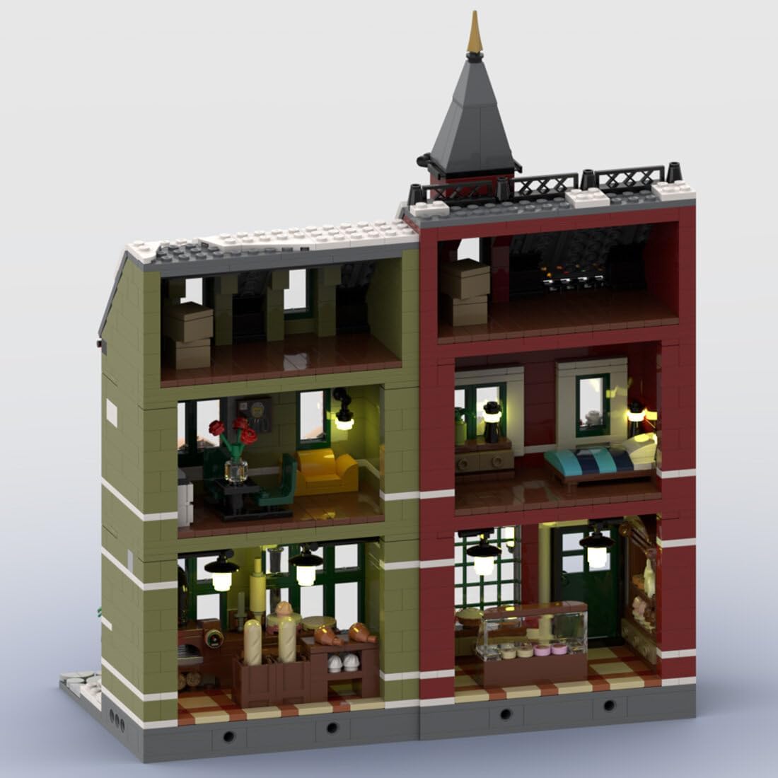 Christmas Country Church Building Kit, MOC-147549 Winter Modular Building Blocks Christmas House Building Block Building Toy (1769 Pieces)